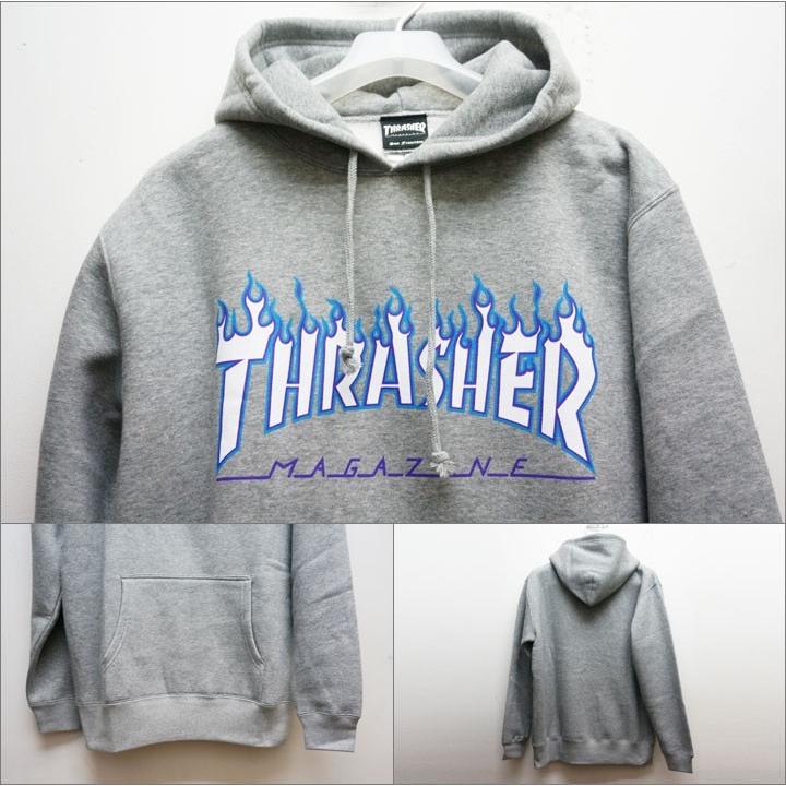 THRASHER スラッシャー パーカー FLAME LOGO 3C HOODIE グレー