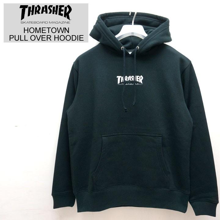 THRASHER（スラッシャー） パーカー HOMETOWN P/O HOOD ブラック 黒
