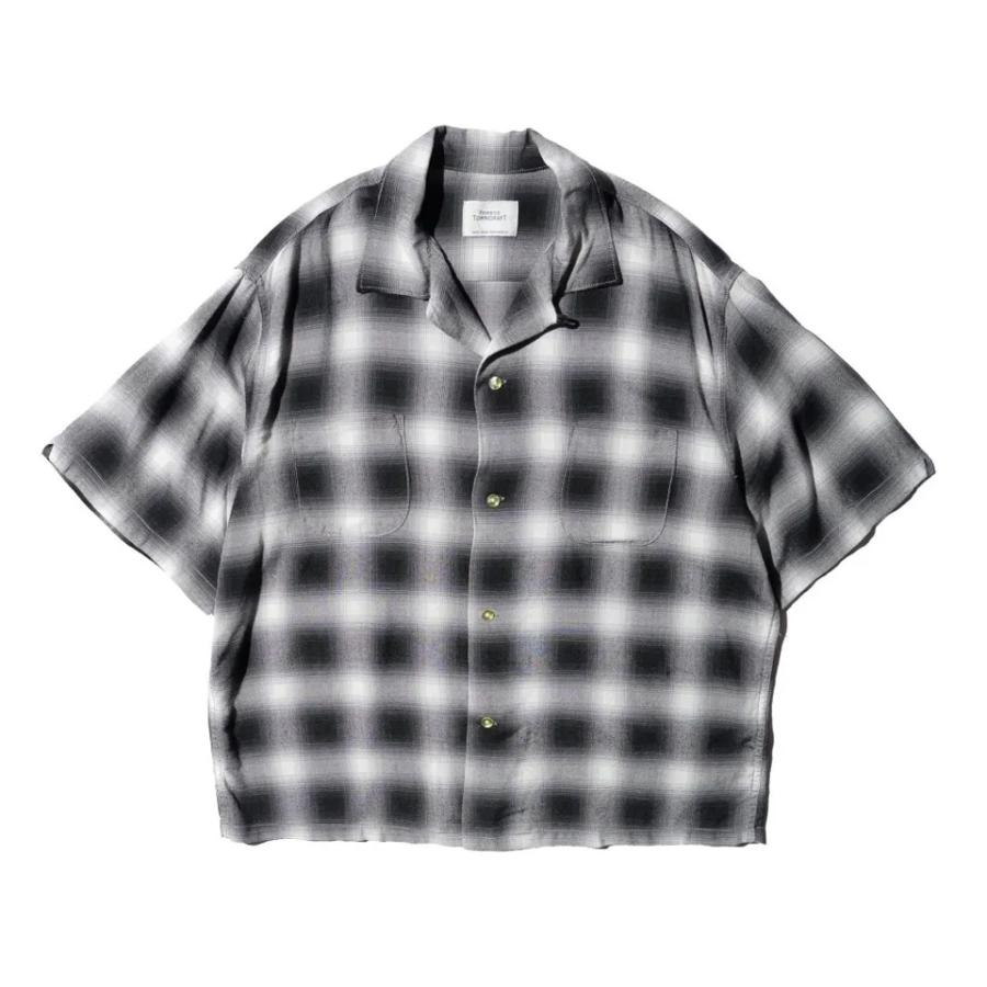 60s towncraft レーヨンシャツ　オンブレチェック　ブラック×ホワイト TOWNCRAFT（タウンクラフト） オンブレチェックシャツ レーヨンシャツ