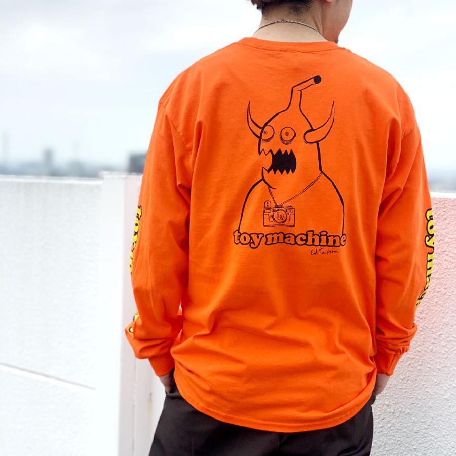 トイマシーン TOY MACHINE ロンT Tシャツ ED MONSTER L/S Tee 長袖 袖プリント ブラック オレンジ