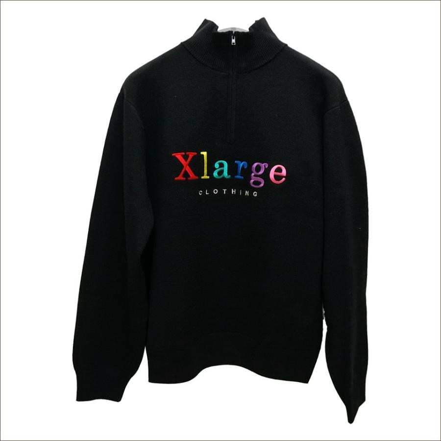 XLARGE ブラック　ハーフジップ XLARGE エクストララージ ハーフジップニット HALFZIP EMBRO