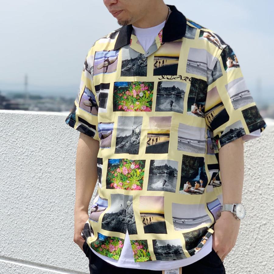 全2色 エクストララージ XLARGE 半袖シャツ アロハシャツ S/S ALLOVER PHOTO PRINT SHIRT 開襟シャツ 総柄 イエロー 黄色 ライトパープル｜mr-vibes