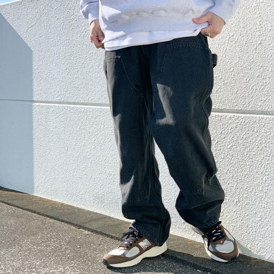 全2色 エクストララージ XLARGE ダブルニー デニムパンツ DOUBLE KNEE WORK PANTS ブラック ライトインディゴ 黒 INDIGO 101231031001｜mr-vibes｜05