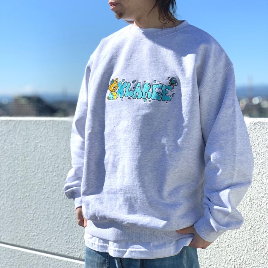 競売 SALE セール 全3色 エクストララージ XLARGE クルースウェット トレーナー MAD BEAR CREWNECK SWEAT ブラック アッシュグレー パープル BLACK ASH GREY エクストララージ×マリオ パーカー センターロゴ M プルオーバー ブラック