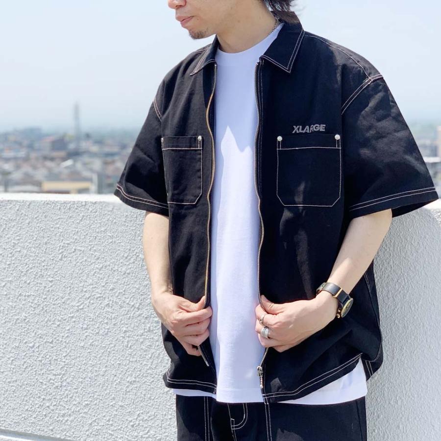 エクストララージ XLARGE 半袖シャツ STITCHED ZIP UP S/S WORK SHIRT ワークシャツ ブラック BLACK 黒  101232014001 : xlarge2324 : Mr-vibes - 通販 - Yahoo!ショッピング