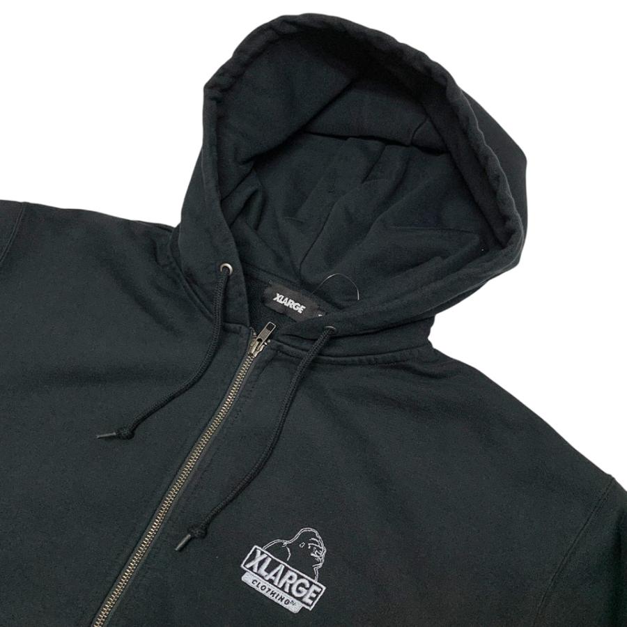 XLARGE ゴリラロゴ刺繍 ブラックジップパーカー XLARGE（エクストラ ラージ） 全2色 ジップパーカー BACKSIDE OG ZIP