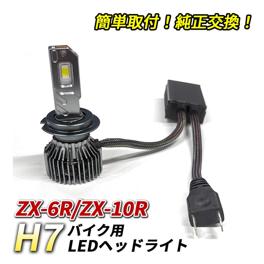 バイク用ヘッドライト カワサキ ZX-6R ZX-10R ヘッドライト LED H7 Hi/Lo 1灯 6500K ホワイト