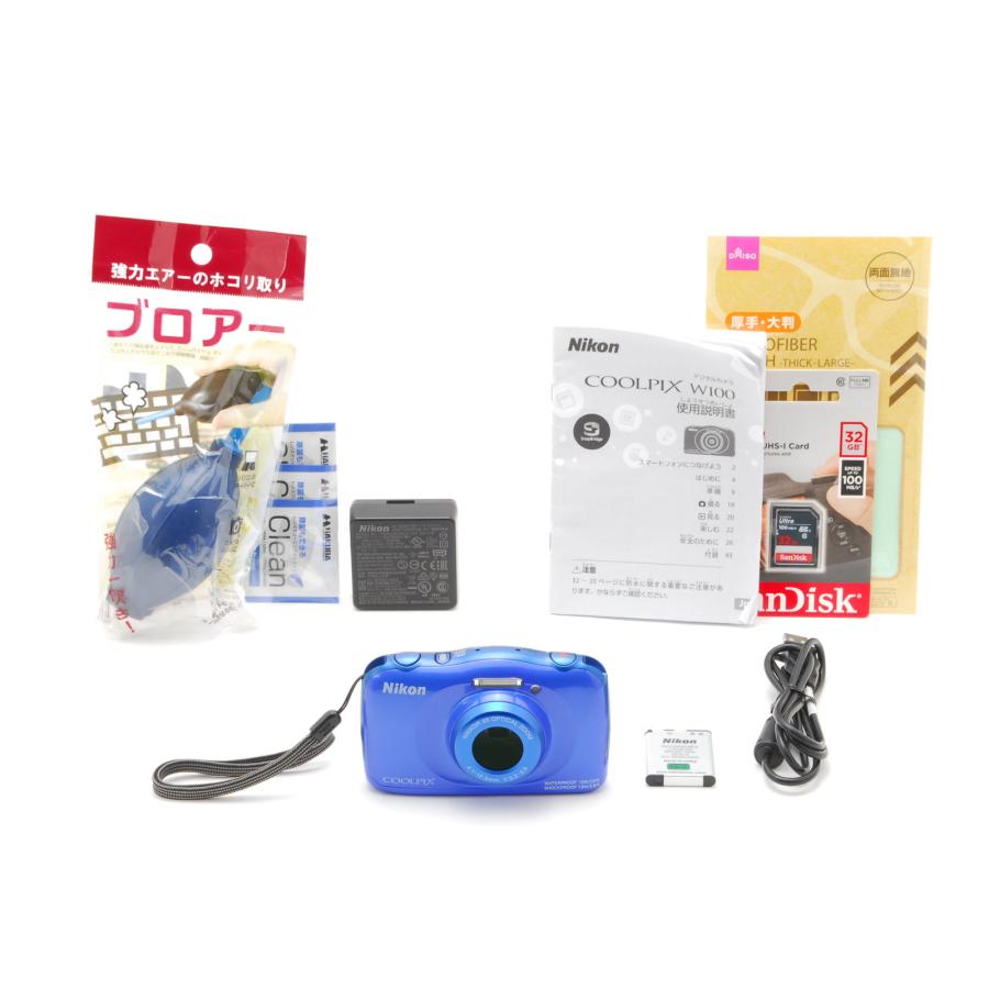 COOLPIX W Nikon ニコン W100 ブルー 新品SD32GB付き : 山ウサギ