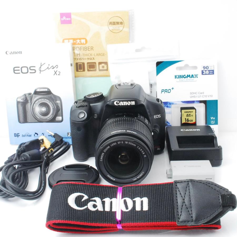 EOS Kiss X2 Canon キヤノン レンズキット SDカード付き スマホ転送