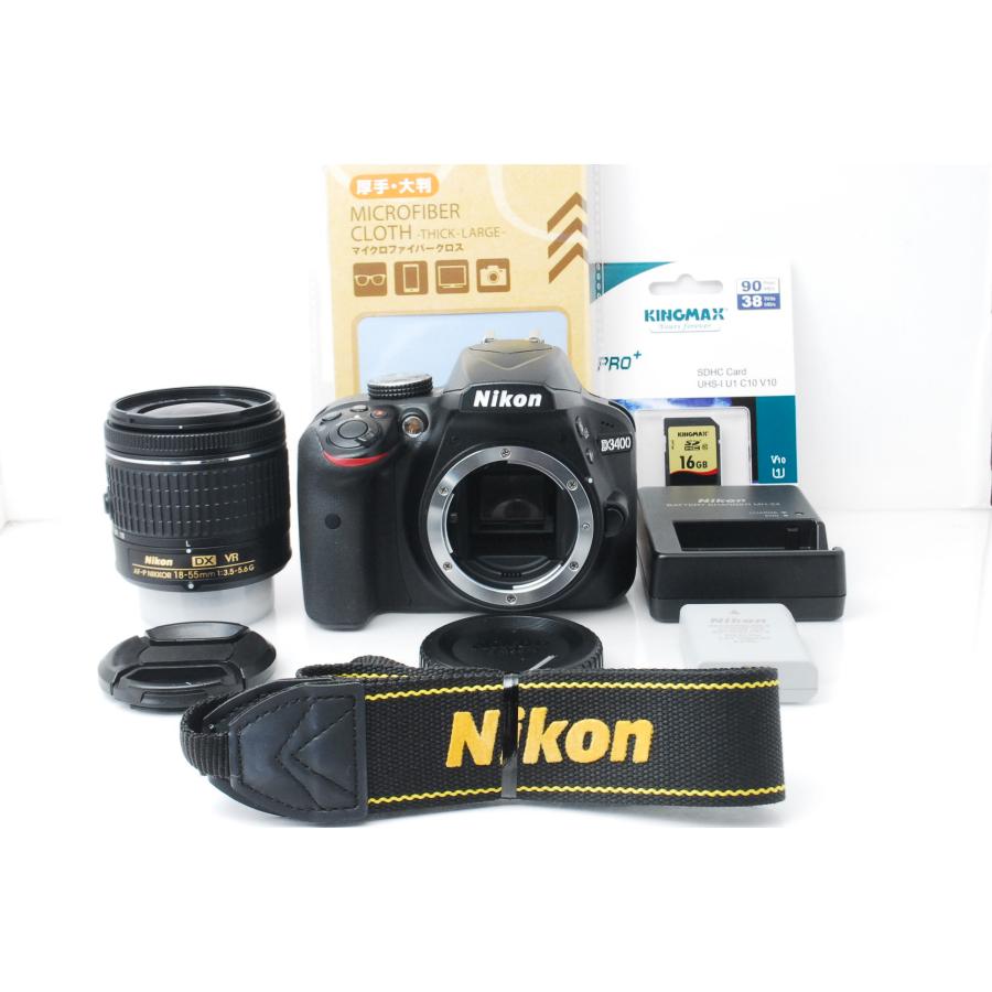 D3000 Nikon ニコン D3400 レンズキット 16GBSDカード付き ショット数