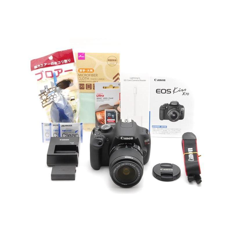 EOS Kiss Canon キヤノン X70 レンズキット 新品SD32GB付き iPhone転送 