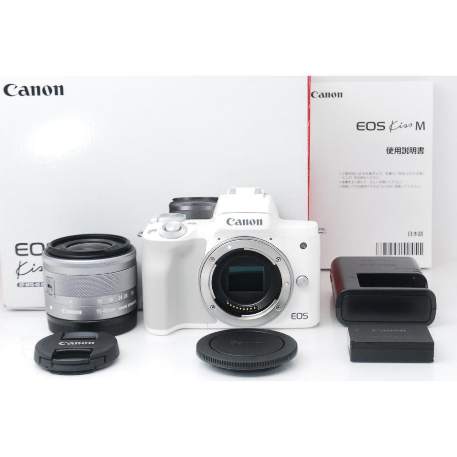 EOS Canon キヤノン Kiss M ホワイト レンズキット 元箱付き : 山