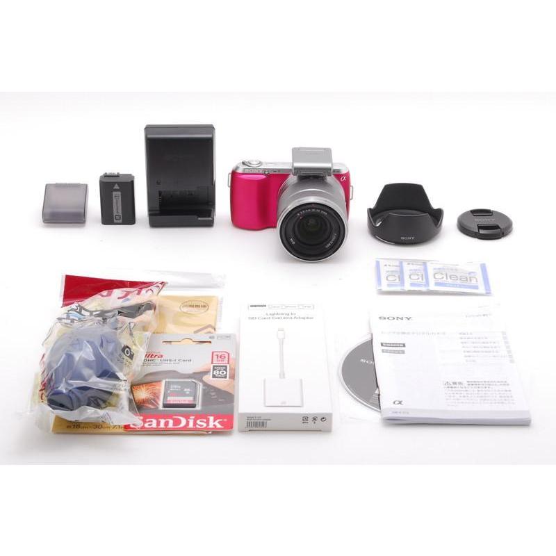 SONY NEX-C3 ピンクスマホ転送セット NEX SONY ソニー NEX-C3 ピンク レンズキット 新品SD16GB付き