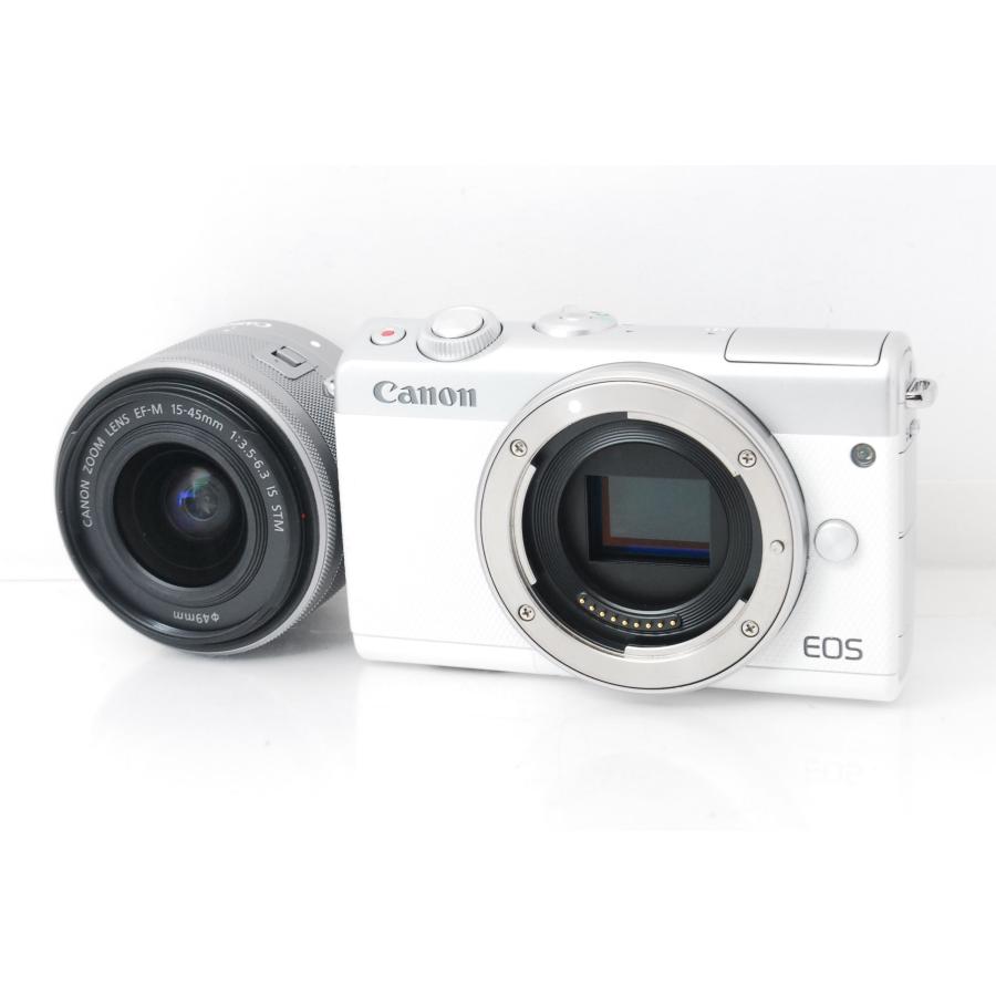 【美品】 Canon EOS M100 レンズキット ホワイト【動作確認済】 EOS M Canon キヤノン M100 ホワイト レンズキット 元箱付き : 山