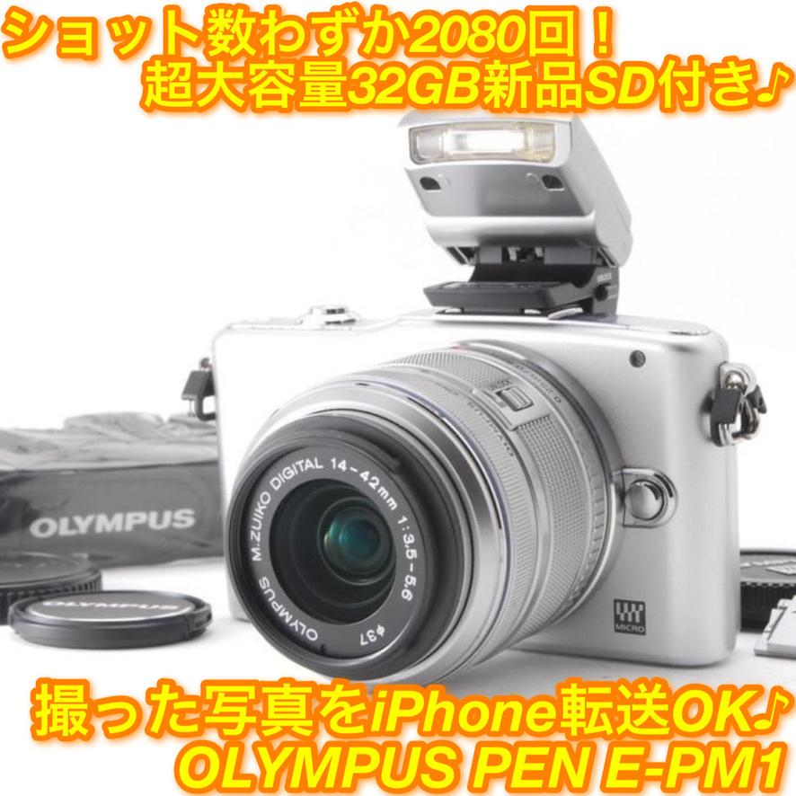 OLYMPUS PEN オリンパス E-PM1 シルバー レンズキット 新品SD32GB付き