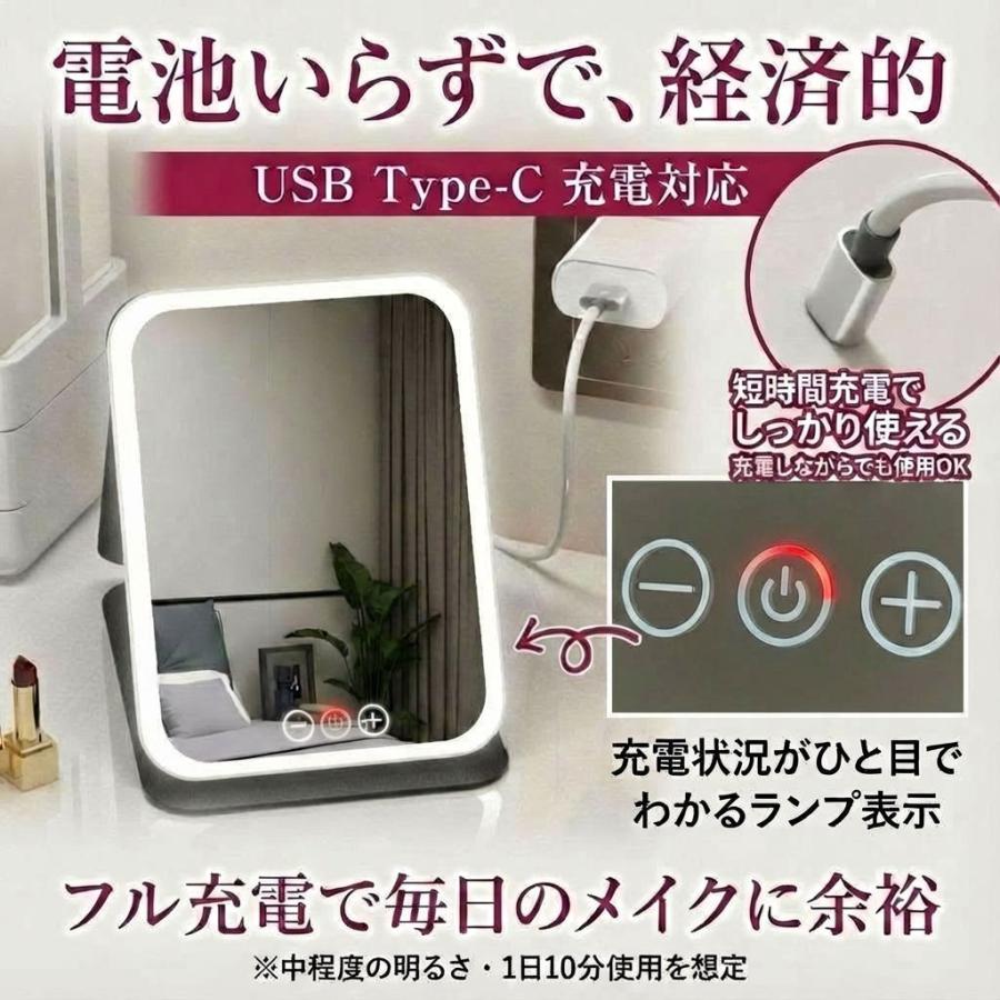 女優ミラー 卓上ミラー 化粧鏡 鏡 ライト付き LED 卓上 折りたたみ