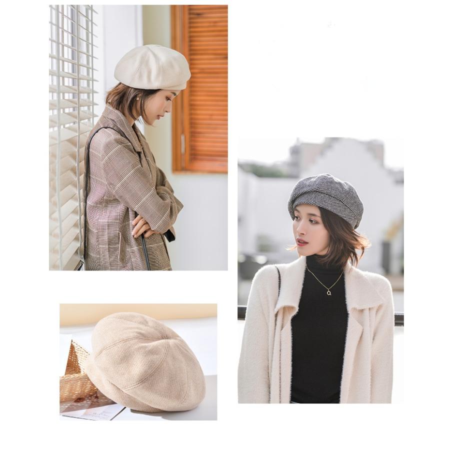 ベレー帽  レディース帽子 ハット  防寒 小顔効果 春秋冬 バスクベレー帽　オシャレ　頭周囲56-58CM　ファッション小物　母の日 千鳥 小格子 通勤 通学 |  | 13