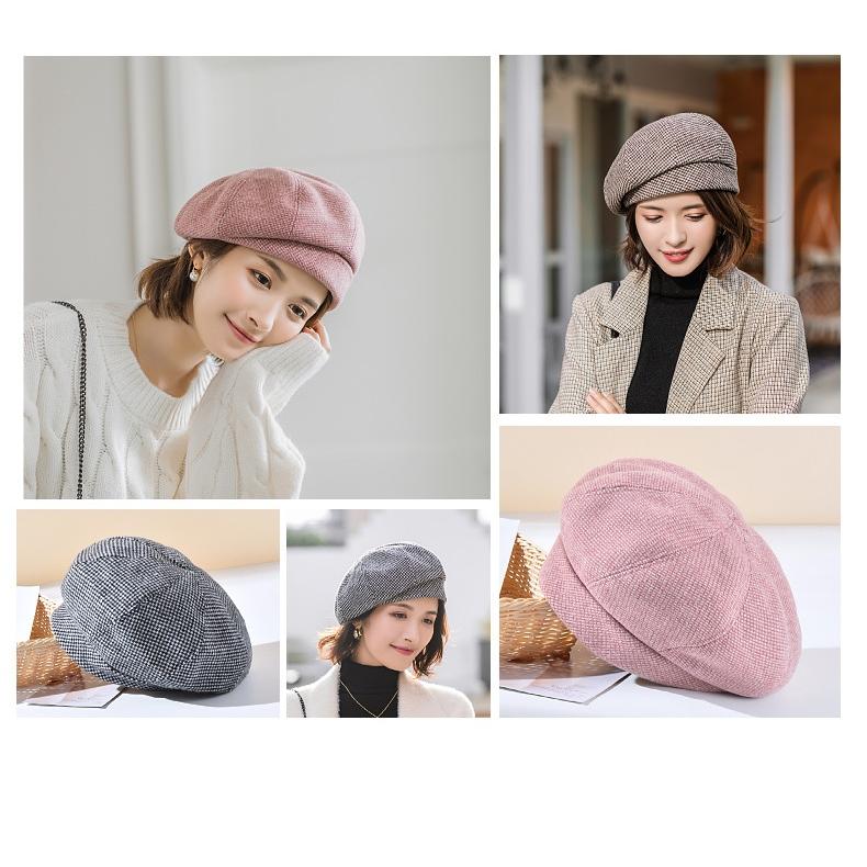 ベレー帽  レディース帽子 ハット  防寒 小顔効果 春秋冬 バスクベレー帽　オシャレ　頭周囲56-58CM　ファッション小物　母の日 千鳥 小格子 通勤 通学 |  | 14