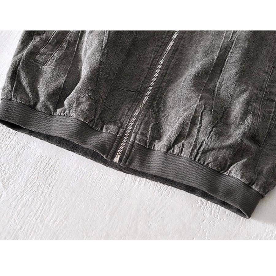 メンズ スカジャン ブルゾン 無地 ジャンパー 綿麻ジャケット リネン