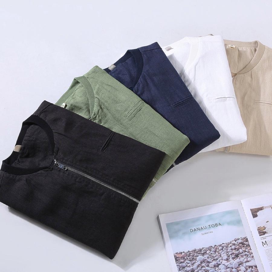 リネン スカジャン ブルゾン 無地 ジャンパー メンズ 麻ジャケット