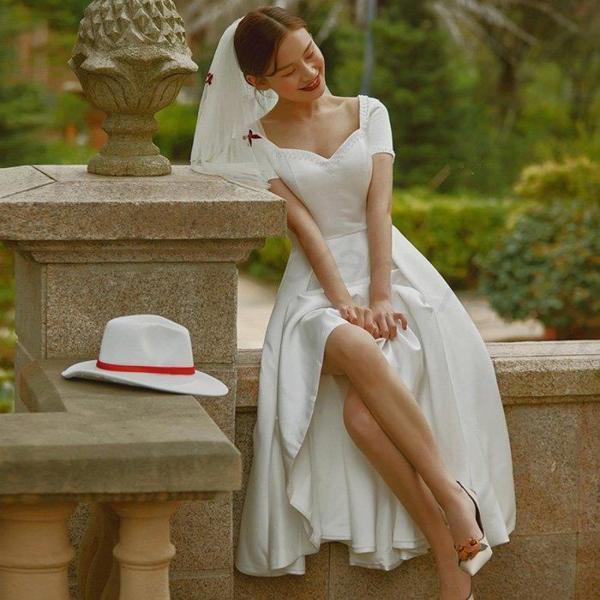 ウェディングドレス フォトウェディング 二次会 花嫁 白 ワンピース 結婚式 パーティードレス30代 40代 お呼ばれ 20代 海外挙式 ビーチフォトブライダル 撮影_5