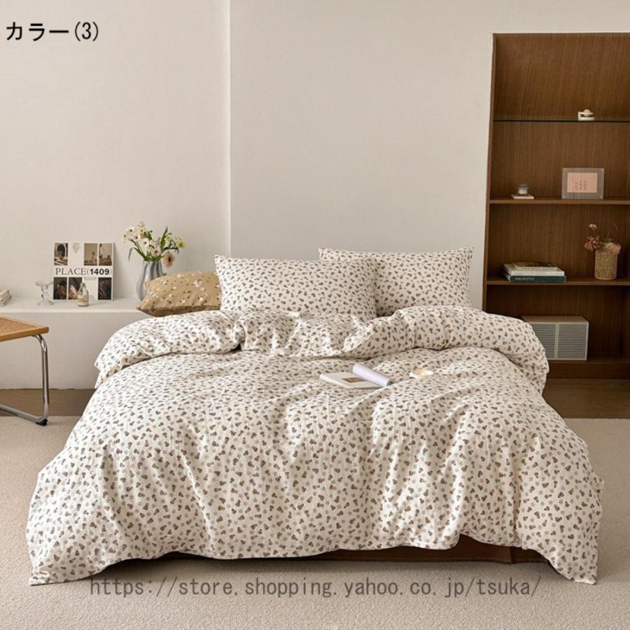 4点セット 掛けふとんカバー 北欧風 花柄 布団カバー シングル やわらか 寝心地よい 洗える かわいい おしゃれ インテリア ファスナー付き お手入れ簡単_3