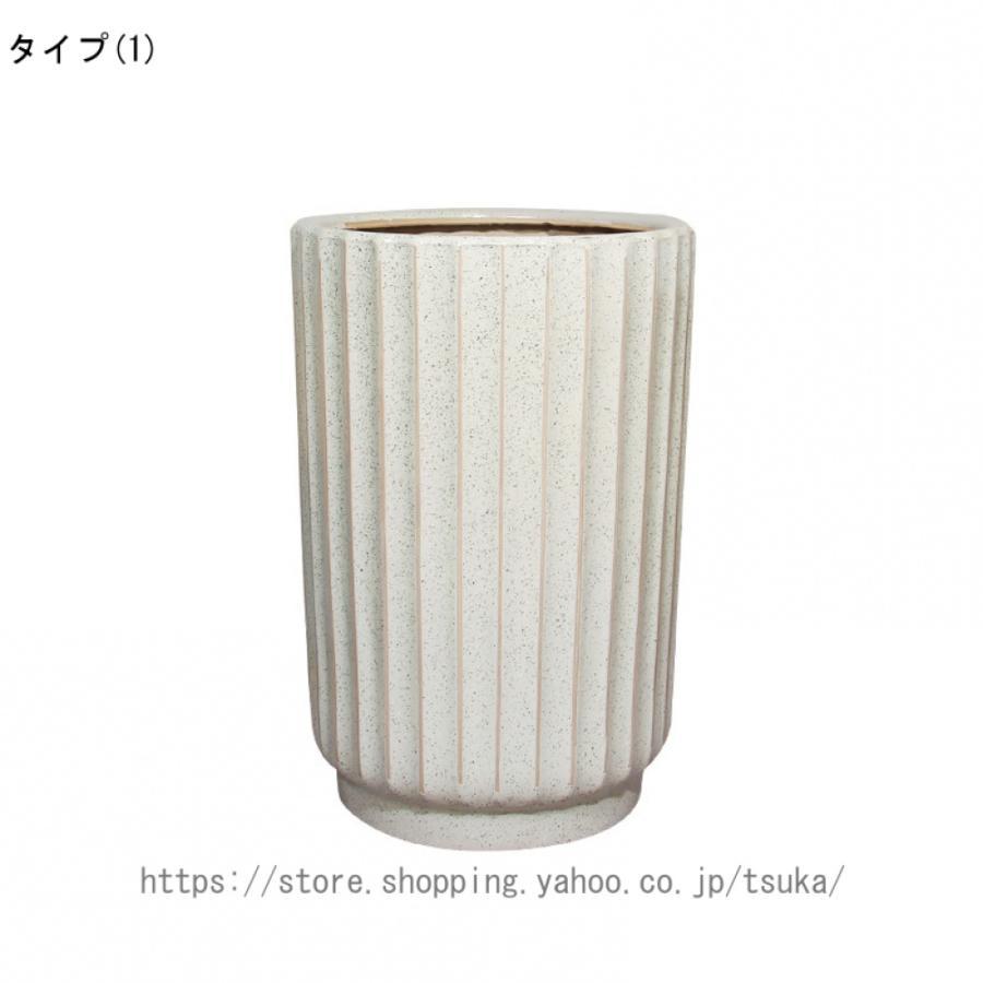 陶器 植木鉢 プランター 排水孔付き 北欧 シンプル 鉢植え プラスチックトレイ付き 大型 オシャレ 落地 モダン 丸形 ストライプ クリエイティブ_2