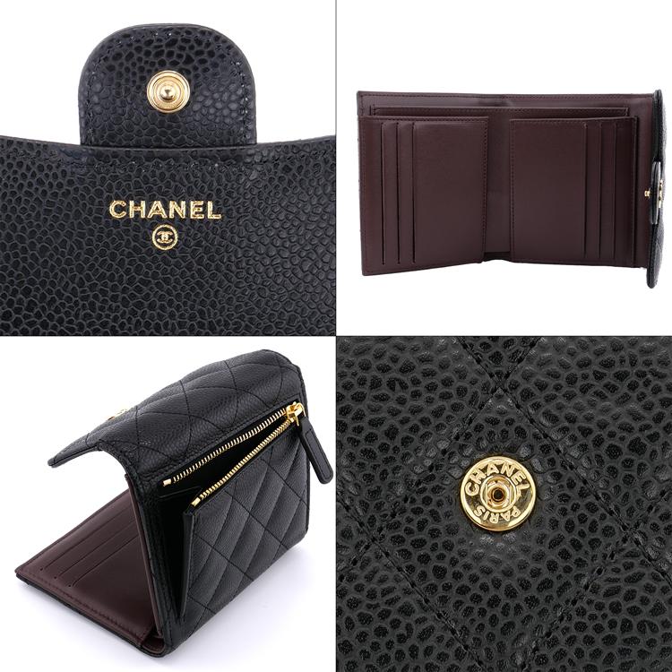 超希少】ミニで大活躍☆CHANEL☆三つ折り財布☆キャビアスキン 超希少】ミニで大活躍☆CHANEL☆三つ折り財布☆キャビアスキン