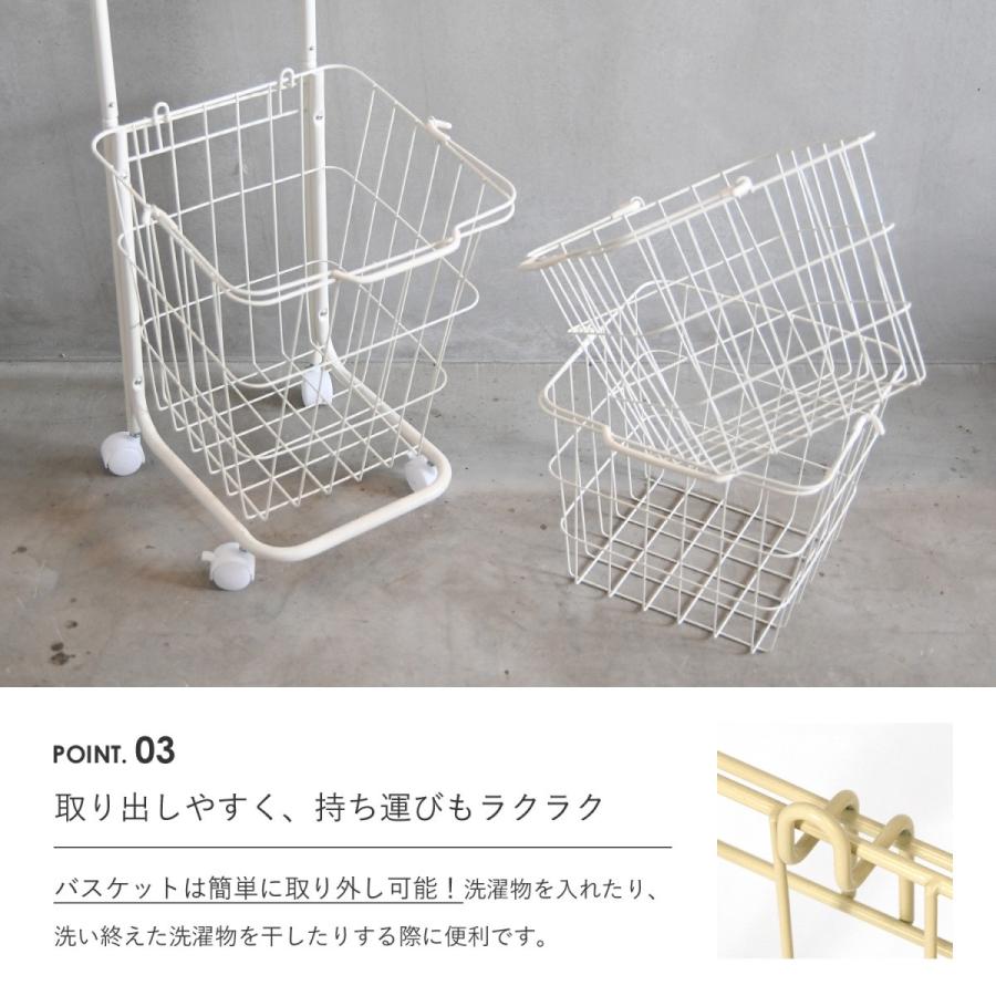 ランドリーバスケット 3段 スクエアタイプ 大容量 洗濯カゴ キャスター