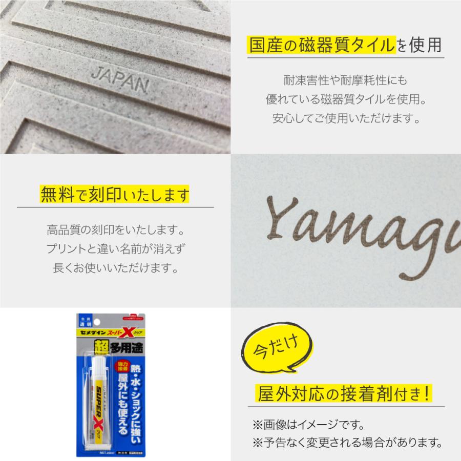 表札 戸建 おしゃれ タイル 接着剤付き 磁器質タイル 正方形 白 灰色 青 日本製 マンション アパート 送料無料｜mrg-japan｜02