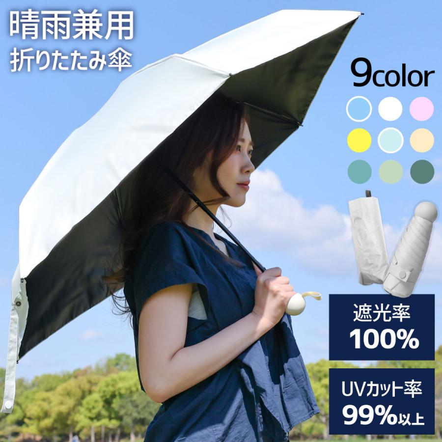 折りたたみ傘 晴雨兼用 UVカット 日傘 完全遮光 遮光率 100