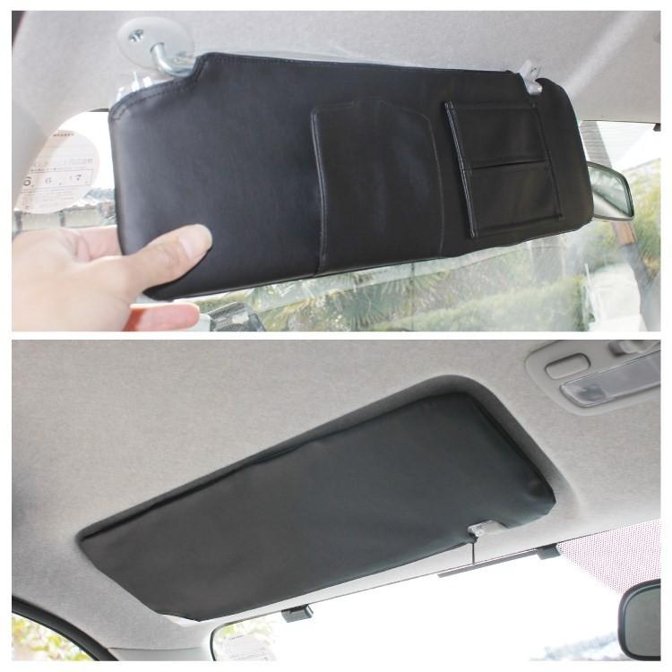 ハイエース 200系 サンバイザーカバー PVCレザー ブラック 車用 収納