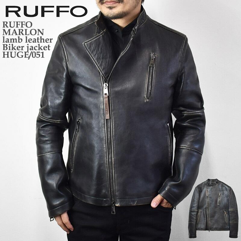 RUFFO ルッフォ MARLON lamb leather Biker jacket HUGE/051 RUFFO ルッフォ MARLON lamb leather Biker jacket HUGE/051