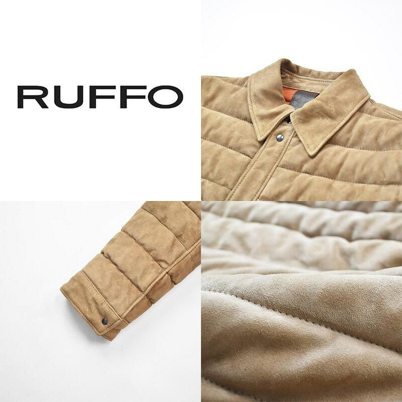 RUFFO ルッフォ Suede puffer Shirt Jacket RUFFO103W SUEDE/217 スウェード 中綿 ダウン シャツ ジャケット メンズ イタリア｜mrmojo｜04