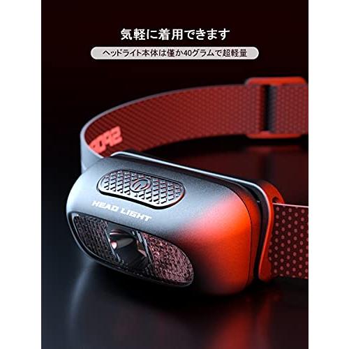 KEWISI ヘッドライト USB充電式 高輝度 LED 5種点灯モード 赤＆白