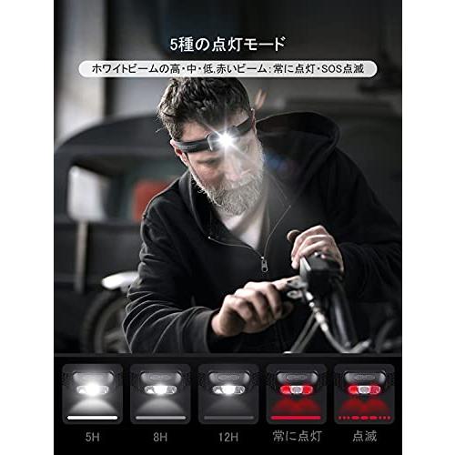 KEWISI ヘッドライト USB充電式 高輝度 LED 5種点灯モード 赤 KEWISI ヘッドライト USB充電式 高輝度 LED 5種点灯モード 赤