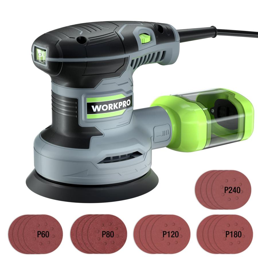 サンダー 電動サンダー 300W 12000RPM 6段階無段変速高集塵システム WORKPRO サンダー 電動サンダー ランダムサンダー 300W 13000RPM 6段階