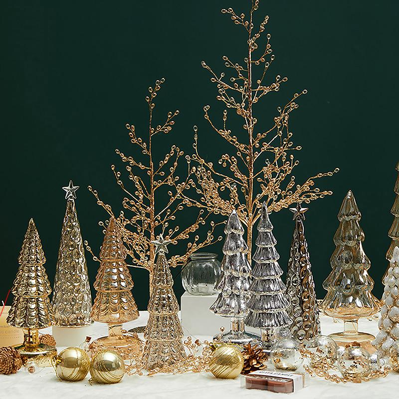 クリスマスツリーランプ クリスタルツリー ライト付きクリスマスツリー LEDランプ ガラス 卓上クリスマスツリーオーナメント 置物 電池式