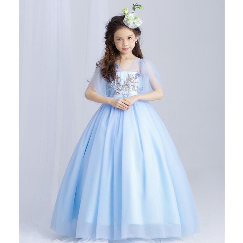 新品 子供ドレス ピアノ発表会 ロング 子供ドレス 発表会 子どもドレス フォーマル 七五三 ジュニアドレス ブルー 100 110 1 130 140 150 160 D Jane Errin 通販 Yahoo ショッピング