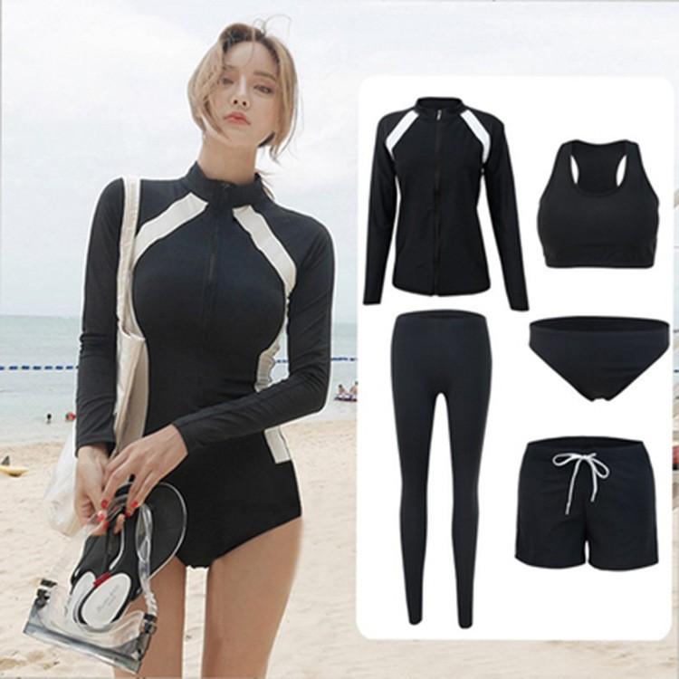 5点セット 水着 長袖 レディース お揃い水着 ショートパンツ ビキニ サーフパンツ ラッシュパンツ セパレート ウエットスーツ ラッシュガード 黒 白 Y171 Jane Errin 通販 Yahoo ショッピング