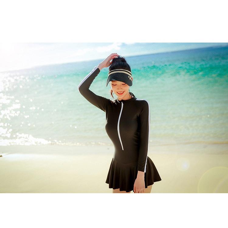 水着 レディース ワンピース 長袖 セット水着 セパレート 黒 ラッシュガード ブラック 体型カバー オールインワン 夏 スイミング フィットネス 人気 ママ ビキニ 水着 大人気水着 M ワンピース セパレート 体型カバー ブラック レディース 海