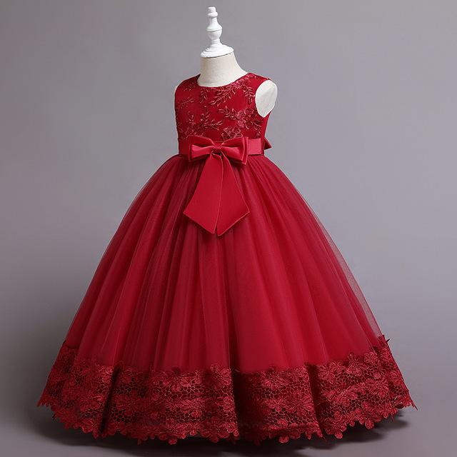 メーカー公式ショップ 子供ドレス ピアノ発表会 110 150cm 結婚式 キッズ フォーマルドレス 七分袖 長袖 子どもドレス フレアスカート ホワイト ワンピース 赤 白 ジュニアドレス