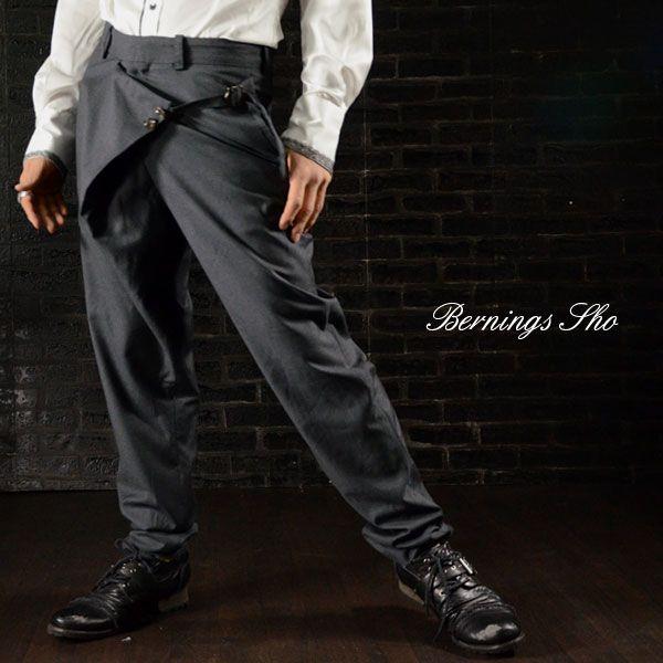 テーパードタイラップ サルエル ワイドパンツ メンズ 変形デザイン