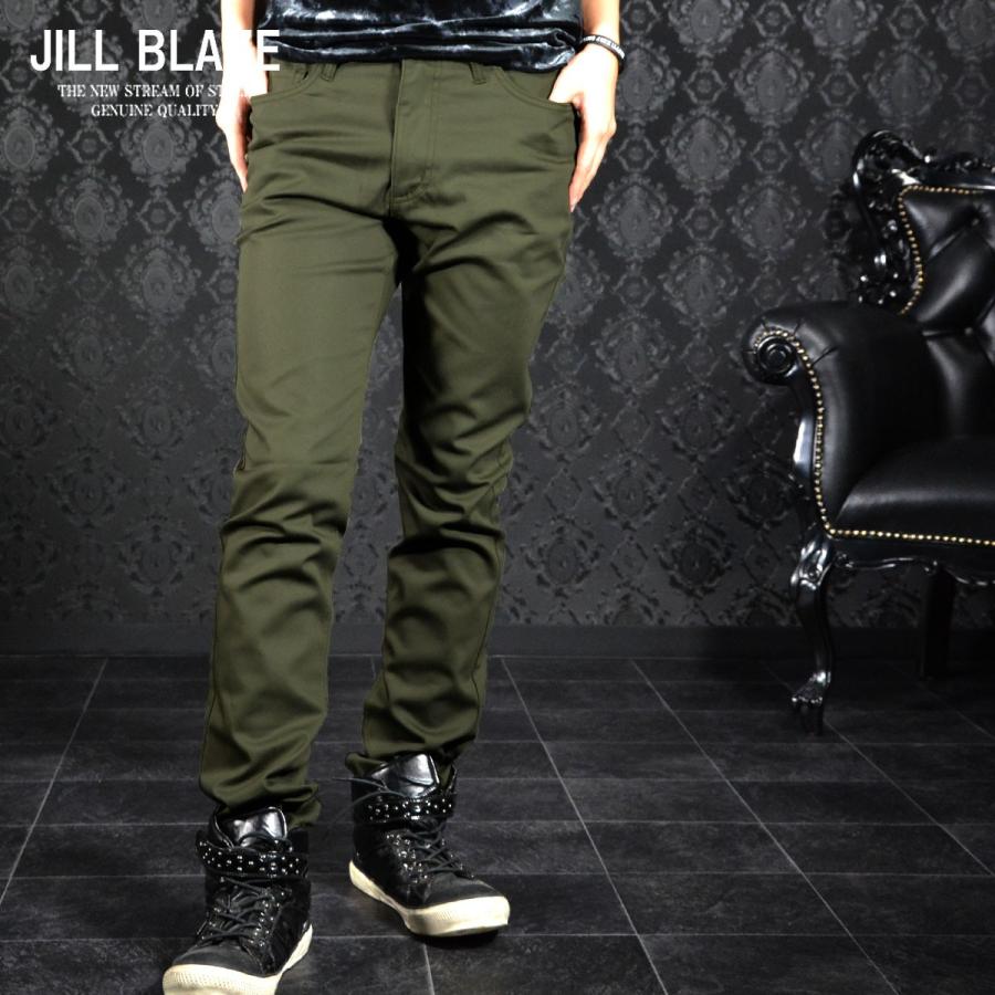 パンツ 無地 スリムフィット ストレッチ スキニー カラーパンツ メンズ(カーキ) jb42142 | JILL BLAZE | 01