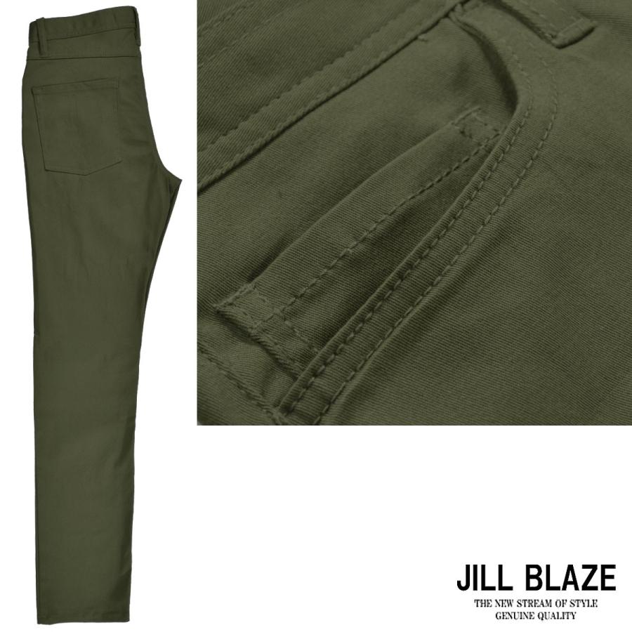 パンツ 無地 スリムフィット ストレッチ スキニー カラーパンツ メンズ(カーキ) jb42142 | JILL BLAZE | 03