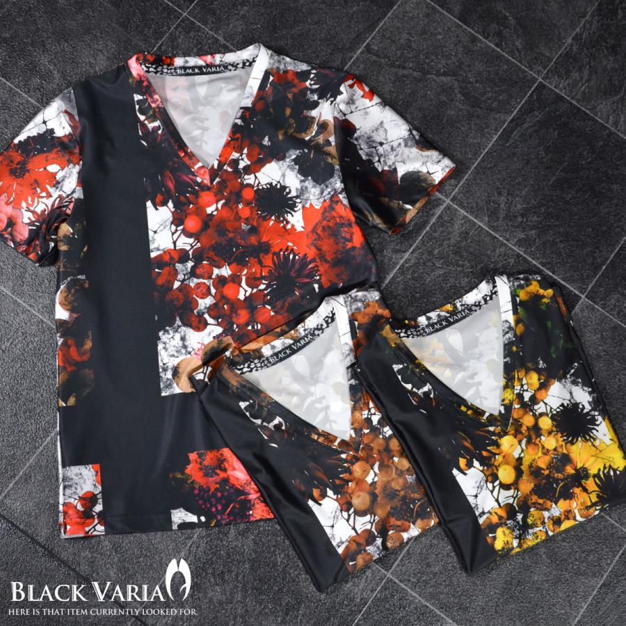 BlackVaria Tシャツ 花柄 ボタニカル Vネック 半袖Tシャツ メンズ(ブラウン) bv02｜mroutlet｜04