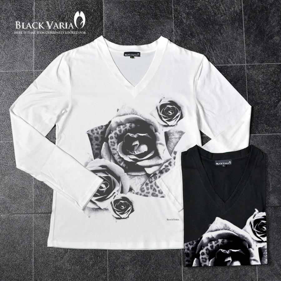 ②　グレー　バラ柄の長袖Ｔシャツ ローズ　ワンポイント improves Sequence B ONE SOUL ロンT メンズ Tシャツ 長袖 薔