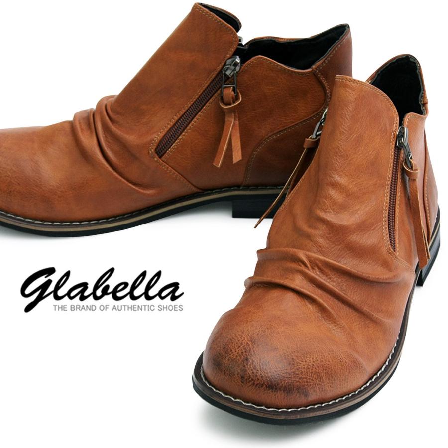 ブーツ サイドジップ ドレープ アンティーク加工 ショートブーツ メンズ キャメルブラウン Glbb027 0f0b And Glbb027 Cam Black Varia 通販 Yahoo ショッピング