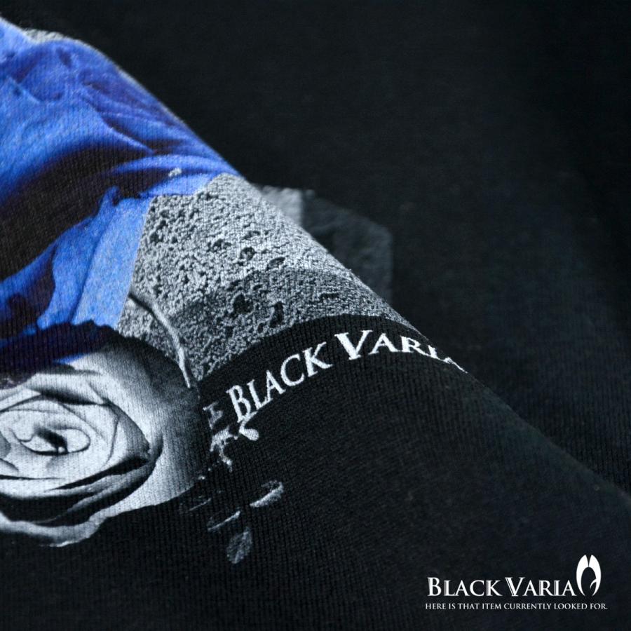 BlackVaria Tシャツ クロス 十字架 バラ 薔薇 花 Vネック 長袖 ロンT メンズ(ブラック黒) zkk028ls｜mroutlet｜03