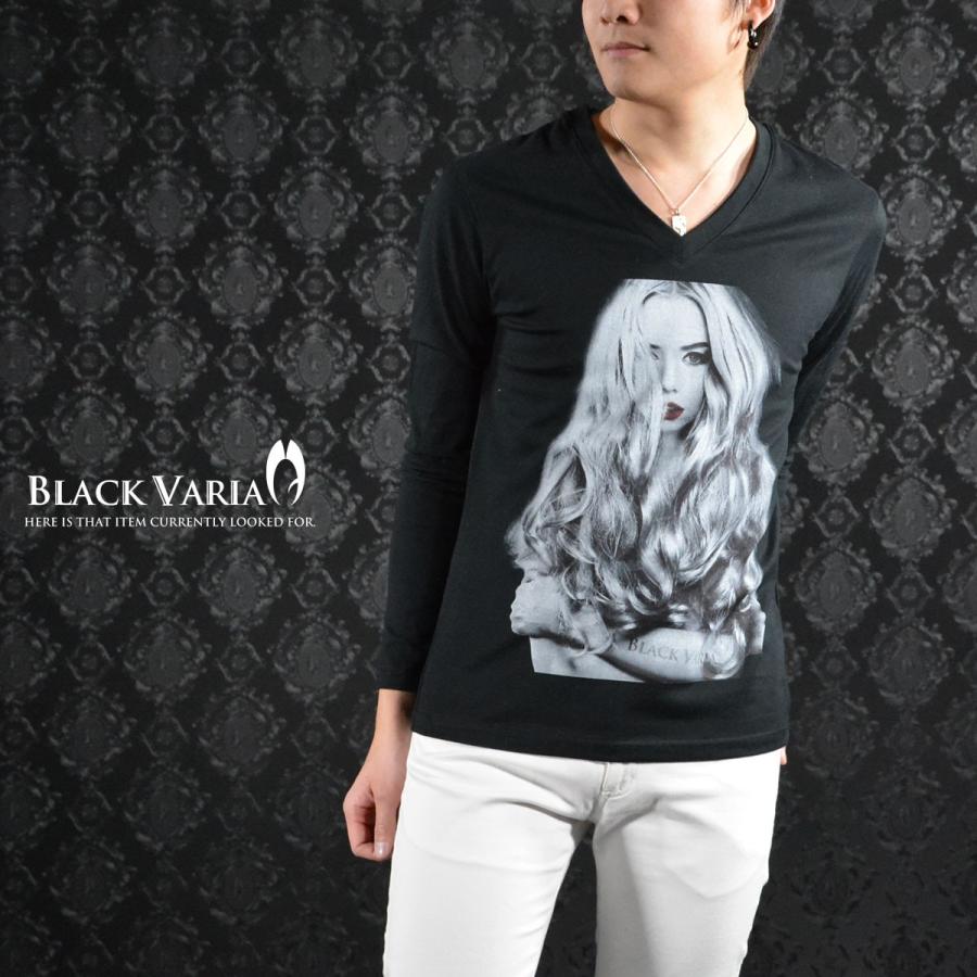 BlackVaria Tシャツ ガール セクシー 女性 外国人 外人 Vネック 長袖 